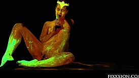 the adorable brunette feels so horny fingering her hairless pussy with a dildo.