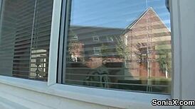 Cheating British milf lady Sonia flaunts her huge breasts