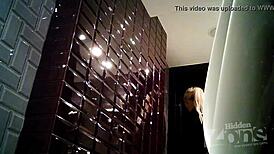 spying on a pink anus through hidden cam in a dirty toilet setup.