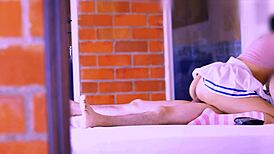 Shy Latina student guides him to bedroom for seduction lessons