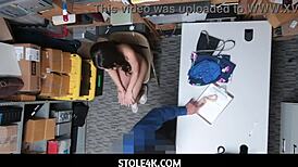 Guard Cums Inside Sexy Thief Taylor May After Clothes Ripped Striptease In Shop!