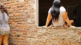 Perverted stepfather takes advantage while wife is busy with laundry.