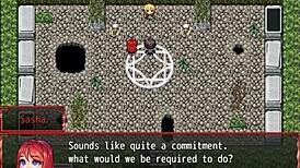 In the harem game, farmer's daughter plays with furry horsecock dildo