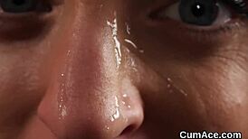 Unusual Centerfold Swallows Sperm Load on Her Face