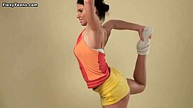 check out polina barna, the hungarian brunette teen with saggy tits working out.