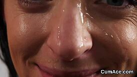 Unusual Centerfold Swallows Sperm Load on Her Face