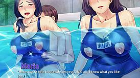 Busty Neighbor Cums in Pool Threesome