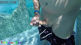 i cheekily jerk off my fat cock in a public thermal pool underwater for hot fun