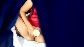 amateur roleplays trying on mom's lingerie and masturbates her wet pussy to orgasm