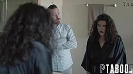 johnny goodluck and victoria voxxx smile for the camera during pov blowjob with petite teen