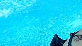 Beautiful Woman Enjoying Pool Time With Natural Assets