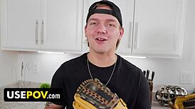 Stepson bangs stepmom with breakfast, foot massage, and hard cock in bed.