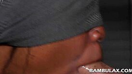 Devoted Ebony Slut GIVES HEAD to BIG WHITE COCK and SWALLOWS CUM