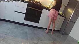 Cheating wife sneaks a hard fuck with neighbor in steamy kitchen