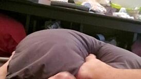 I'm getting my small cock stroked so good.