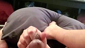 I'm getting my small cock stroked so good.