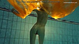 Nastya STRIPS her clothes and SHOWS her naked hot body in the POOL