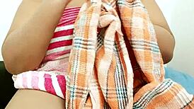 Myanmar aunty shows her big tits to me.