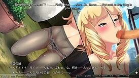Busty princess under hypnosis in visual novel