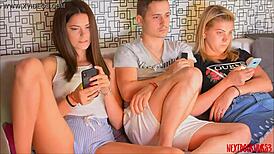 wow, this european couple rocks a wild threesome on webcam with russian and austrian vibes. it's pure ffm chaos!