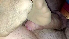 Detailed Homemade Footjob Featuring Toes In Various Nylons, Stockings, And Leggings