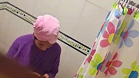 I'm spying on my best friend's hot Argentine wife in the shower, what a babe!