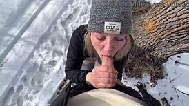 Big Tits Outdoor Blowjob Leading To Sex In Winter Park