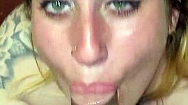 Blonde swallows it all and squirts like crazy, damn