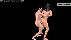 animated cartoon video of girl and man interaction