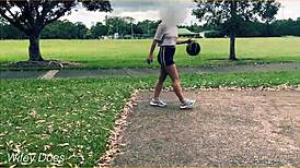 Holy crap, braless milf flashing in public with tiny skirt—no panties!