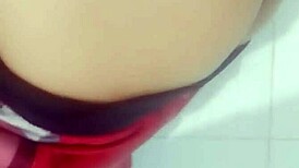 Vietnamese teen intensely masturbates with a cucumber.