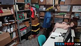 Teen perp faces arrest or rides big cock in shop. Which option works?