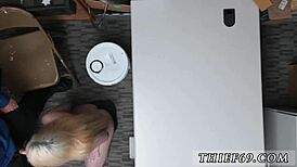 Did this petite blonde teen try to steal from the border patrol officer in uniform?