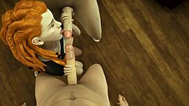 Aloy endures intense threesome deepthroat and doggystyle action