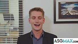 Hot Guys Sneak a Bareback Hookup in Gay Office Parody by DisruptiveFilms