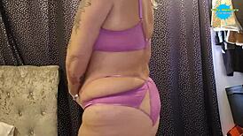 Hot mum feels excited trying on sexy underwear