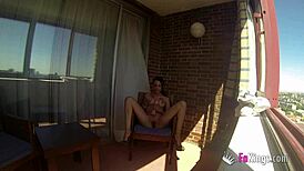sara ray playing with dildo on madrid balcony