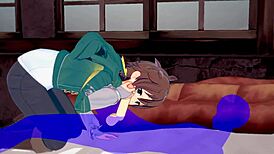 Konosuba yaoi, I’m blown away by Kazuma’s cum-filled blowjob in Japanese anime gay porn