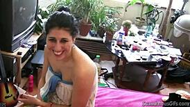 Hot babe blowjob and fast fuck