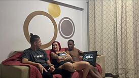 My stepson brought a friend for wild double penetration action