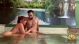 found a stranger in the jacuzzi and took her doggy style outdoors