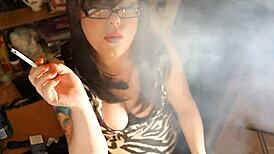 british bbw tina snua, you smoking two cigarettes in glasses?