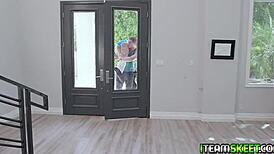 Amber C struggles with coach's monster cock.