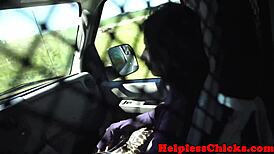 Hitching teen gets throat slammed hard by rough maledom in outdoor domination