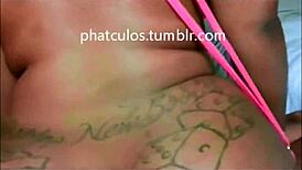 Thick BBW stripper contemplates her clothes-ripping striptease, showcasing fat ass