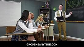 Teen student daydreams about getting groped and freeused in class all day 😏