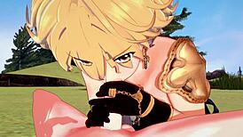 genshin yaoi: aether sucks venti’s dick and gets fucked