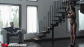 Aaliyah Hadid is tied up and gets a rough blowjob before hardcore fucking.