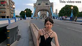 British Woman Flashes Her Hairy Pussy Under Skirt In Public London Setting