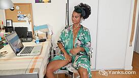 Yanks mocha lola rose feels intense pleasure fingering her hairy snatch